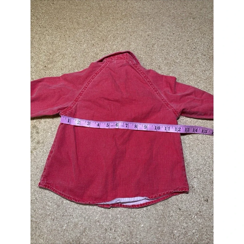 Vintage Oshkosh B'Gosh Kid 4T Cotton Denim Red Long Sleeve Shirt D1